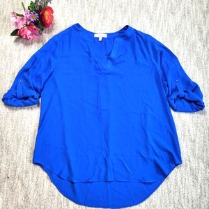 Chaus New York blue v-neck 3/4 sleeve blouse